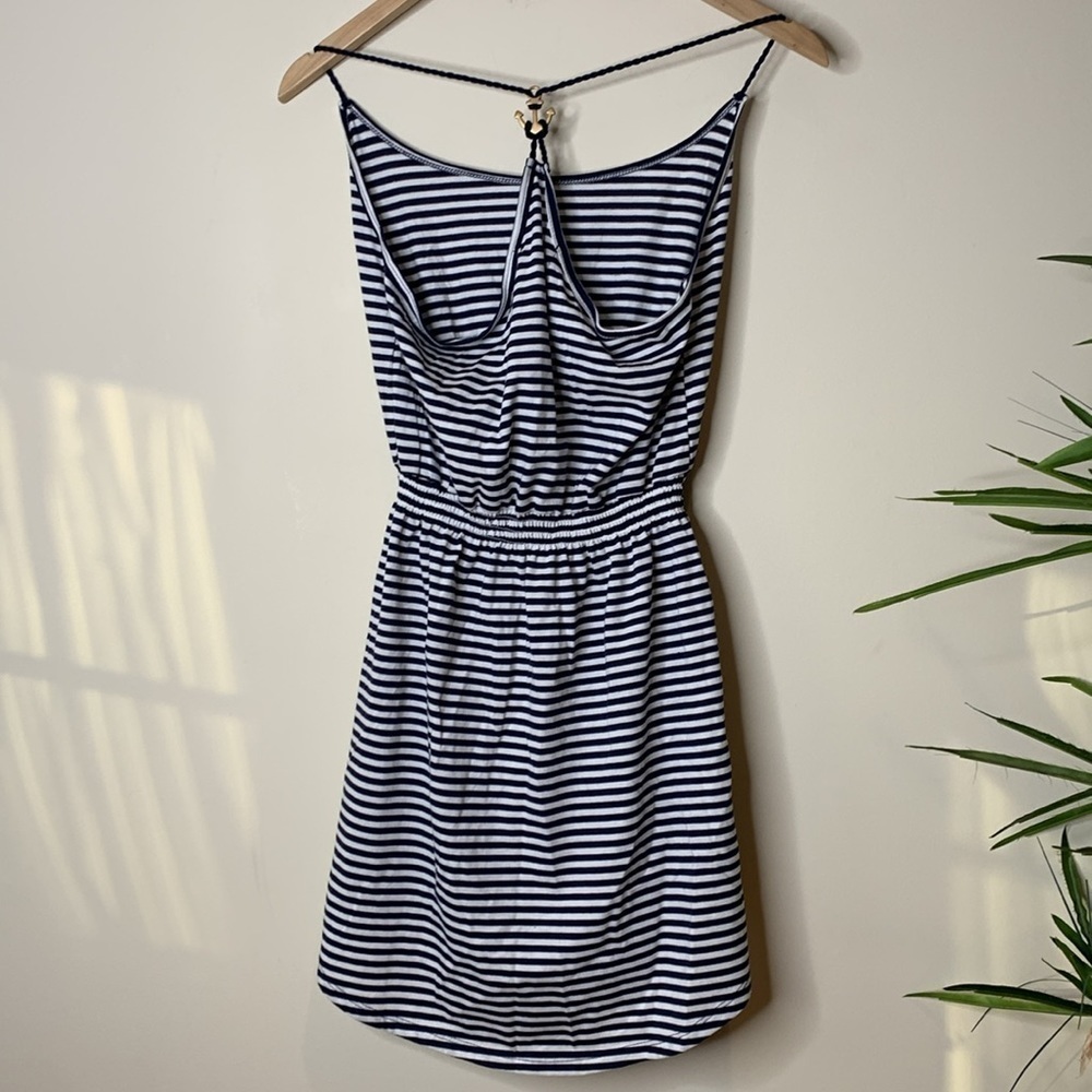 Ocean Drive | Striped NWT Anchor Back Elastic Waist Hi Low Mini Strappy Dress M - Picture 17 of 17
